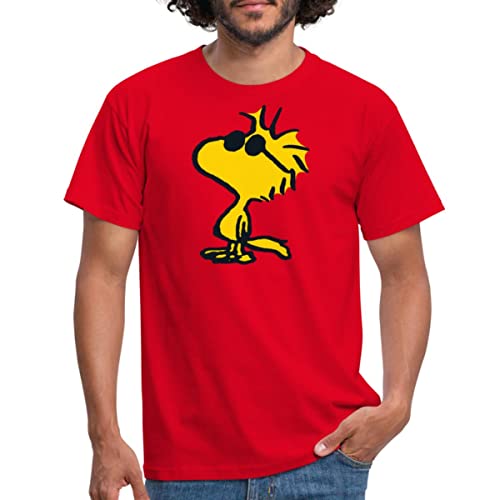 Spreadshirt Peanuts Woodstock Sonnenbrille Cool Männer T-Shirt, L, Rot von Spreadshirt