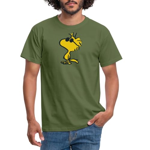 Spreadshirt Peanuts Woodstock Sonnenbrille Cool Männer T-Shirt, M, Militärgrün von Spreadshirt