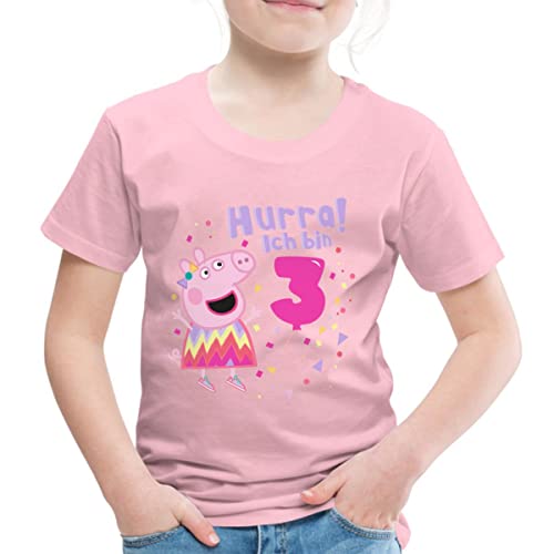 Spreadshirt Peppa Wutz Hurra Ich Bin 3 Jahre Kinder Premium T-Shirt, 98/104 (2 Jahre), Hellrosa von Spreadshirt