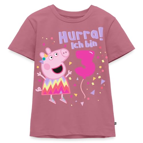 Spreadshirt Peppa Wutz Hurra Ich Bin 3 Jahre Kinder Premium T-Shirt, 98/104 (2 Jahre), Mauve von Spreadshirt
