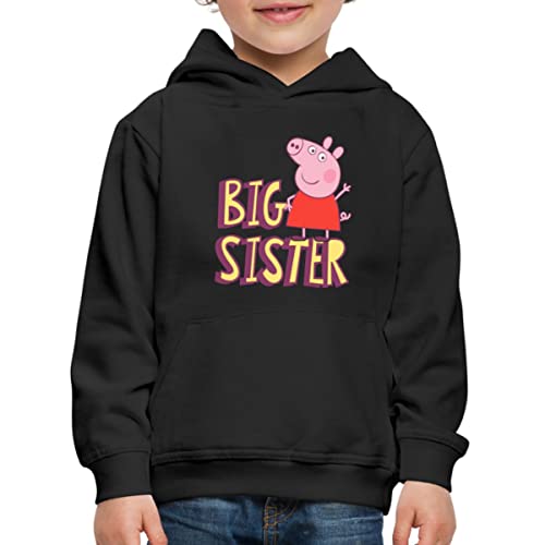 Spreadshirt Peppa Wutz Ich Bin Eine Große Schwester Kinder Premium Hoodie, 134/146 (9-11 Jahre), Schwarz von Spreadshirt