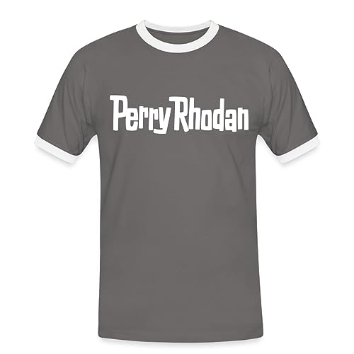 Spreadshirt Perry Rhodan Logo weiß Männer Kontrast T-Shirt, L, Dunkelgrau/Weiß von Spreadshirt