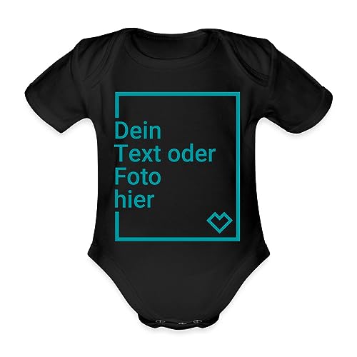 Spreadshirt Personalisierbare Babygeschenke Selbst Gestalten mit Foto und Text Wunschmotiv Baby Bio-Kurzarm-Body, 56 (0-1 M.), Schwarz von Spreadshirt