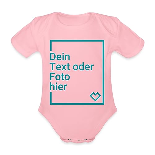 Spreadshirt Personalisierbare Babygeschenke Selbst Gestalten mit Foto und Text Wunschmotiv Baby Bio-Kurzarm-Body, 56 (0-1 M.), Hellrosa von Spreadshirt