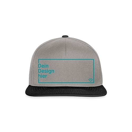 Spreadshirt Cap Selbst Gestalten mit Foto und Text | Herren Snapback Cap personalisiert | Mütze Bedrucken mit Wunschmotiv, One Size, Graphit/Schwarz von Spreadshirt
