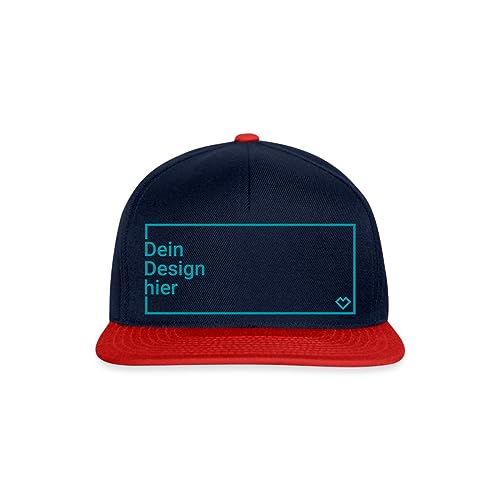 Spreadshirt Personalisierbare Cap Selbst Gestalten mit Foto und Text Wunschmotiv Snapback Cap, One Size, Navy/Rot von Spreadshirt