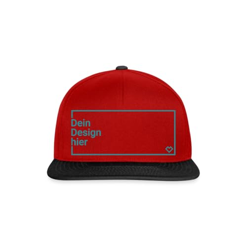 Spreadshirt Cap Selbst Gestalten mit Foto und Text | Herren Snapback Cap personalisiert | Mütze Bedrucken mit Wunschmotiv, One Size, Rot/Schwarz von Spreadshirt