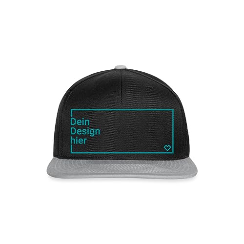 Spreadshirt Personalisierbare Cap Selbst Gestalten mit Foto und Text Wunschmotiv Snapback Cap, One Size, Schwarz/Grau von Spreadshirt