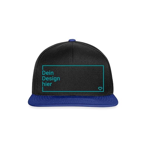 Spreadshirt Personalisierbare Cap Selbst Gestalten mit Foto und Text Wunschmotiv Snapback Cap, One Size, Schwarz/Königsblau von Spreadshirt