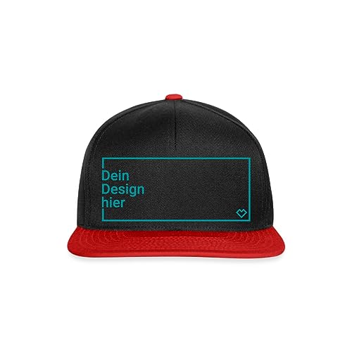 Spreadshirt Personalisierbare Cap Selbst Gestalten mit Foto und Text Wunschmotiv Snapback Cap, One Size, Schwarz/Rot von Spreadshirt