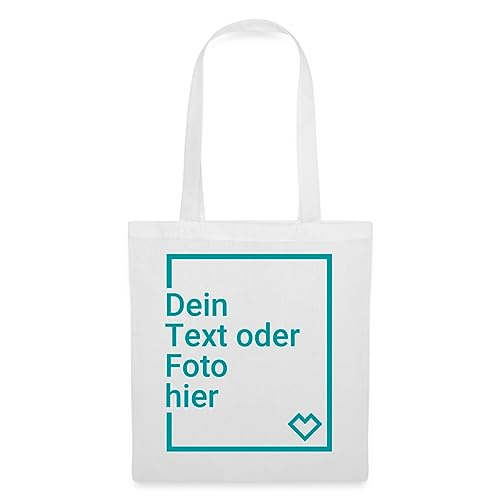 Spreadshirt Personalisierbarer Beutel Selbst Gestalten mit Foto und Text Wunschmotiv Stoffbeutel, One size, weiß von Spreadshirt