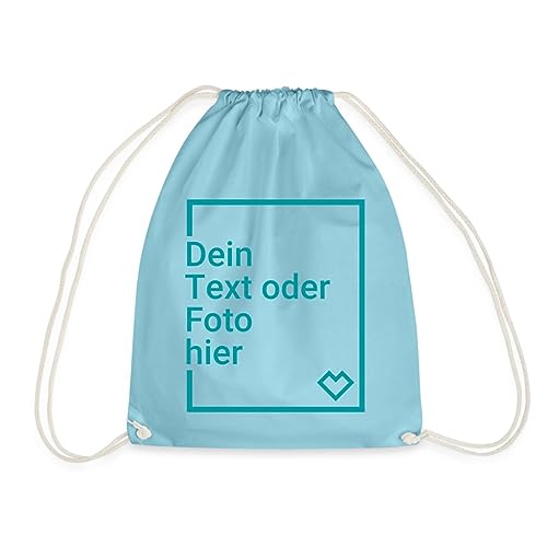 Spreadshirt Personalisierbarer Beutel Selbst Gestalten mit Foto und Text Wunschmotiv Turnbeutel, One size, Aqua von Spreadshirt