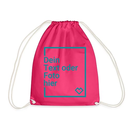 Spreadshirt Personalisierbarer Beutel Selbst Gestalten mit Foto und Text Wunschmotiv Turnbeutel, One size, Fuchsia von Spreadshirt