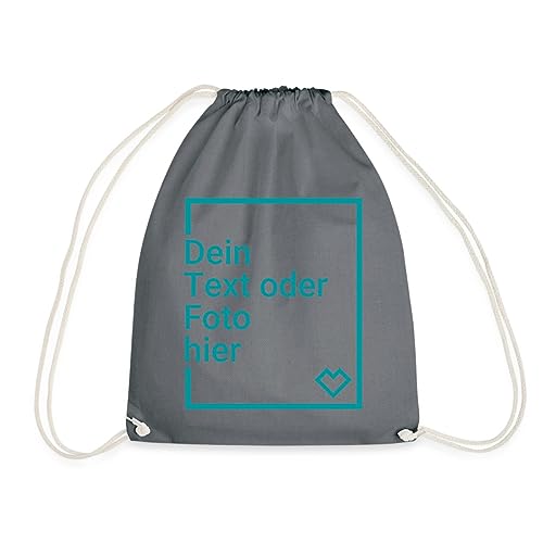 Spreadshirt Personalisierbarer Beutel Selbst Gestalten mit Foto und Text Wunschmotiv Turnbeutel, One size, Grau von Spreadshirt