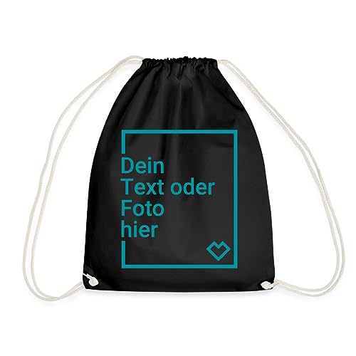 Spreadshirt Personalisierbarer Beutel Selbst Gestalten mit Foto und Text Wunschmotiv Turnbeutel, One size, Schwarz von Spreadshirt