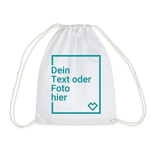 Spreadshirt Personalisierbarer Beutel Selbst Gestalten mit Foto und Text Wunschmotiv Turnbeutel, One size, weiß von Spreadshirt