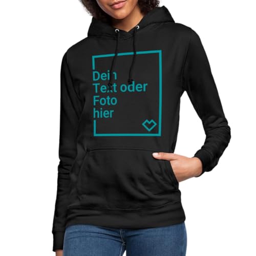 Spreadshirt Personalisierbarer Hoodie Selbst Gestalten mit Foto und Text Wunschmotiv Frauen Hoodie, L, Schwarz von Spreadshirt