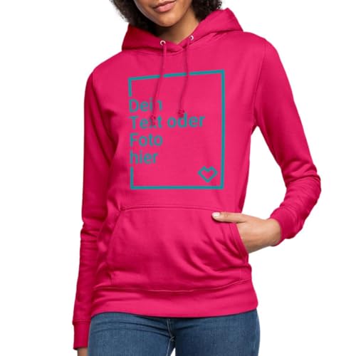 Spreadshirt Personalisierbarer Hoodie Selbst Gestalten mit Foto und Text Wunschmotiv Frauen Hoodie, L, Dunkles Pink von Spreadshirt