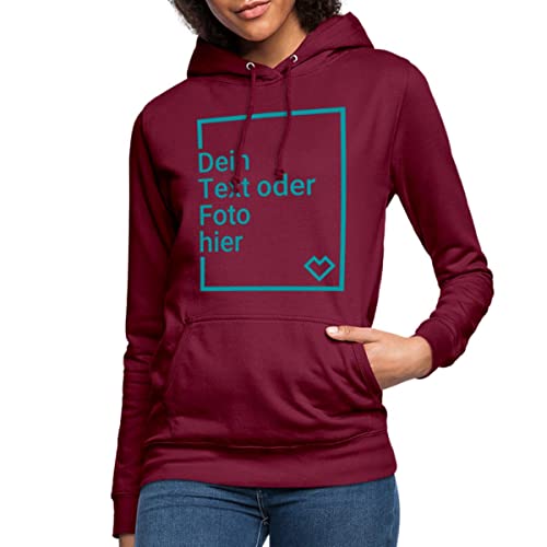 Spreadshirt Personalisierbarer Hoodie Selbst Gestalten mit Foto und Text Wunschmotiv Frauen Hoodie, XXL, Bordeaux von Spreadshirt