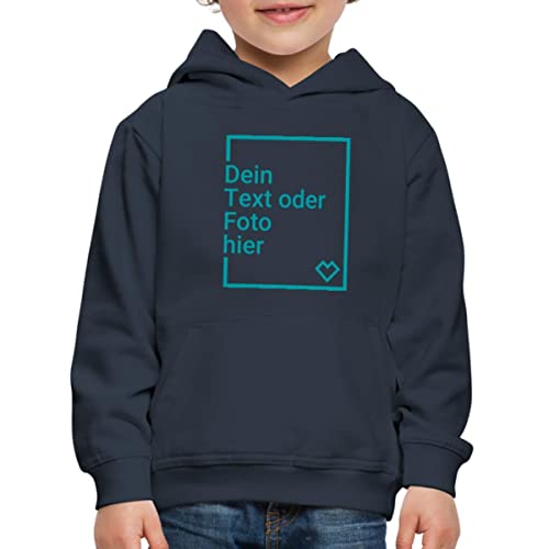 Spreadshirt Personalisierbarer Hoodie Selbst Gestalten mit Foto und Text Wunschmotiv Kinder Premium Hoodie, 122/128 (7-8 Jahre), Navy von Spreadshirt