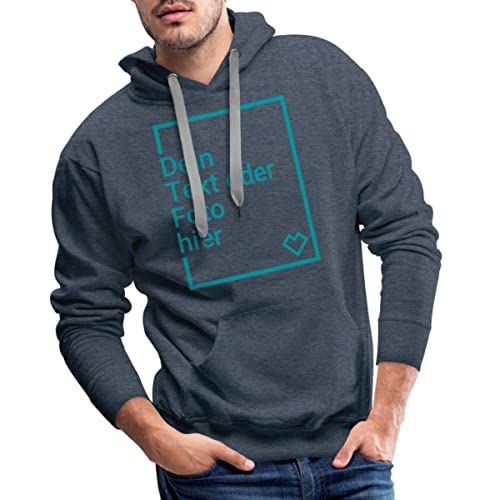 Spreadshirt Personalisierbarer Hoodie Selbst Gestalten mit Foto und Text Wunschmotiv Männer Premium Hoodie, L, Jeansblau von Spreadshirt