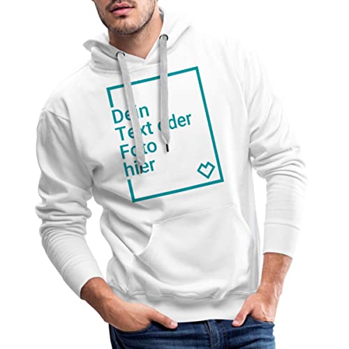 Spreadshirt Personalisierbarer Hoodie Selbst Gestalten mit Foto und Text Wunschmotiv Männer Premium Hoodie, L, weiß von Spreadshirt