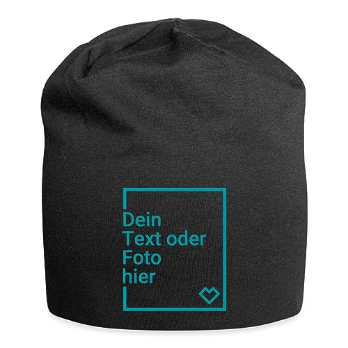 Spreadshirt Personalisierbares Jersey Beanie Selbst Gestalten mit Foto und Text Wunschmotiv Jersey-Beanie, One Size, Schwarz von Spreadshirt