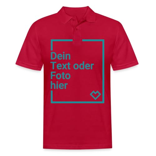 Spreadshirt Personalisierbares Poloshirt Selbst Gestalten Mit Foto Und Text Wunschmotiv Männer Poloshirt, 4XL, Cherry red von Spreadshirt