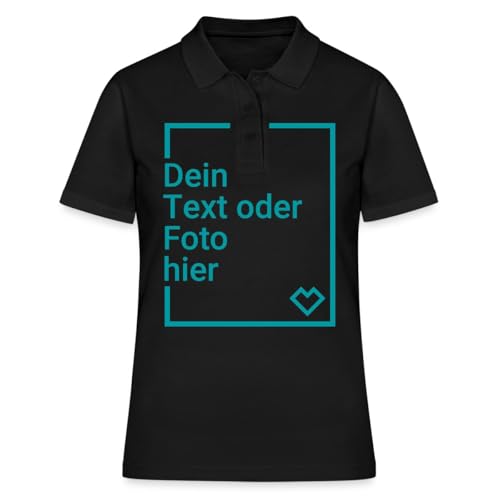 Spreadshirt Personalisierbares Poloshirt Selbst Gestalten Mit Foto Und Text Wunschmotiv Poloshirt Damen, L, Schwarz von Spreadshirt