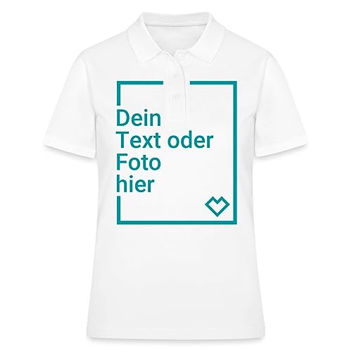 Spreadshirt Personalisierbares Poloshirt Selbst Gestalten mit Foto und Text Wunschmotiv Frauen Poloshirt, L, weiß von Spreadshirt