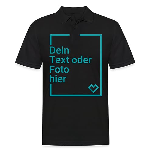 Spreadshirt Personalisierbares Poloshirt Selbst Gestalten mit Foto und Text Wunschmotiv Männer Poloshirt, S, Schwarz von Spreadshirt