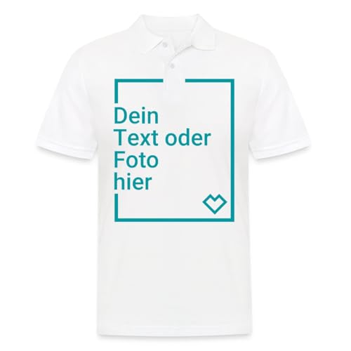 Spreadshirt Personalisierbares Poloshirt Selbst Gestalten mit Foto und Text Wunschmotiv Männer Poloshirt, XL, Weiß von Spreadshirt