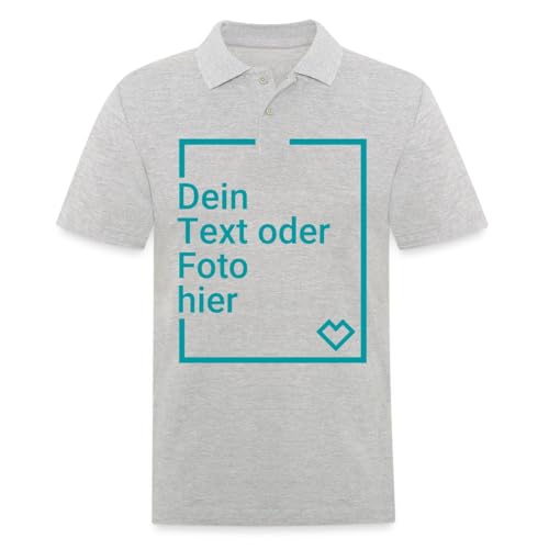 Spreadshirt Personalisierbares Poloshirt Selbst Gestalten mit Foto und Text Wunschmotiv Männer Poloshirt, XXL, Grau meliert von Spreadshirt