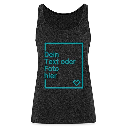 Spreadshirt Personalisierbares Premium Tank Top Selbst Gestalten mit Foto und Text Wunschmotiv Frauen Premium Tank Top, S, Anthrazit von Spreadshirt