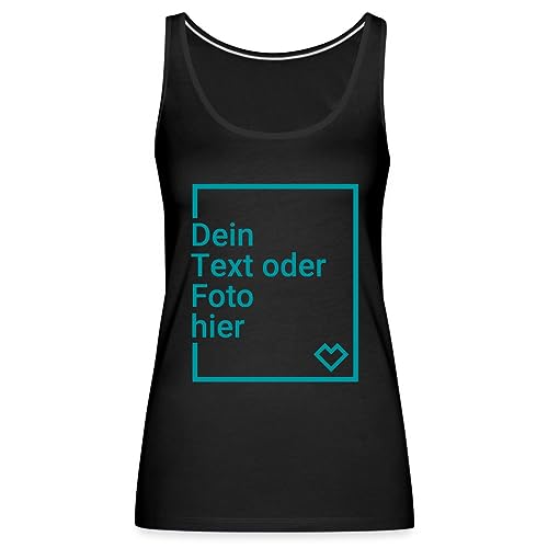 Spreadshirt Personalisierbares Premium Tank Top Selbst Gestalten mit Foto und Text Wunschmotiv Frauen Premium Tank Top, XL, Schwarz von Spreadshirt