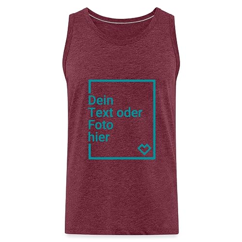 Spreadshirt Personalisierbares Premium Tank Top Selbst Gestalten mit Foto und Text Wunschmotiv Männer Premium Tank Top, 5XL, Bordeauxrot meliert von Spreadshirt