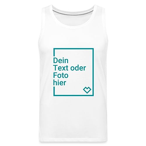 Spreadshirt Personalisierbares Premium Tank Top Selbst Gestalten mit Foto und Text Wunschmotiv Männer Premium Tank Top, 5XL, weiß von Spreadshirt