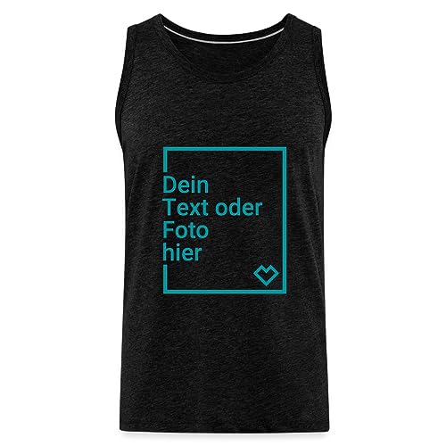 Spreadshirt Personalisierbares Premium Tank Top Selbst Gestalten mit Foto und Text Wunschmotiv Männer Premium Tank Top, XL, Anthrazit von Spreadshirt