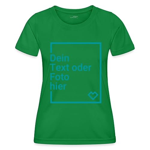 Spreadshirt Personalisierbares Sportshirt Selbst Gestalten mit Foto und Text Wunschmotiv Frauen Funktions-T-Shirt, L, Kelly Green von Spreadshirt