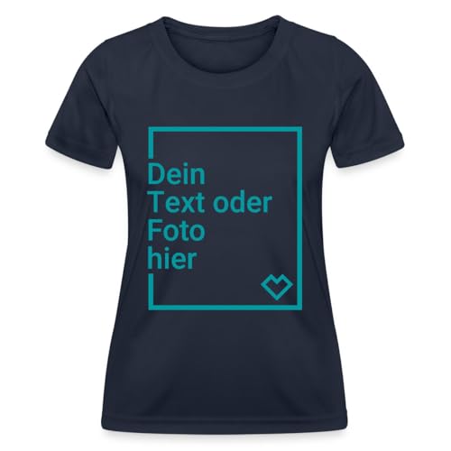 Spreadshirt Personalisierbares Sportshirt Selbst Gestalten Mit Foto Oder Text Wunschmotiv Frauen Funktions-T-Shirt, L, Navy von Spreadshirt