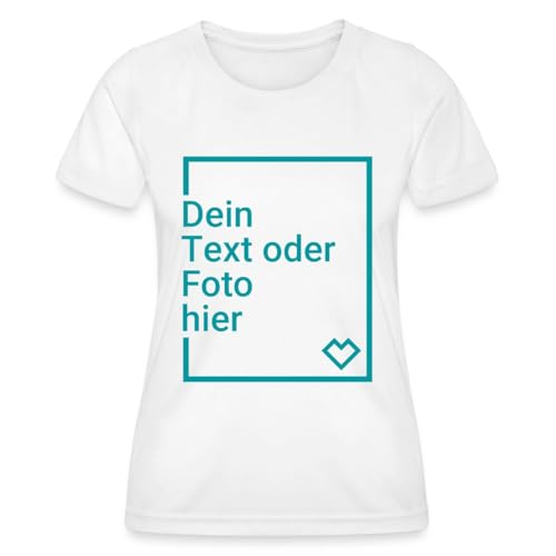 Spreadshirt Personalisierbares Sportshirt Selbst Gestalten Mit Foto Oder Text Wunschmotiv Frauen Funktions-T-Shirt, L, Weiß von Spreadshirt
