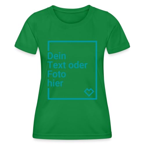 Spreadshirt Personalisierbares Sportshirt Selbst Gestalten Mit Foto Oder Text Wunschmotiv Frauen Funktions-T-Shirt, S, Kelly Green von Spreadshirt