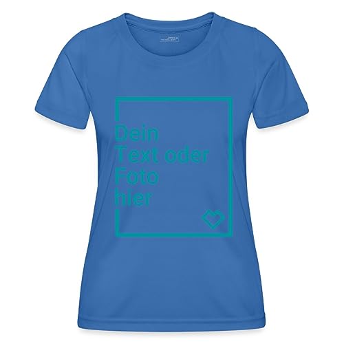 Spreadshirt Personalisierbares Sportshirt Selbst Gestalten mit Foto und Text Wunschmotiv Frauen Funktions-T-Shirt, S, Königsblau von Spreadshirt