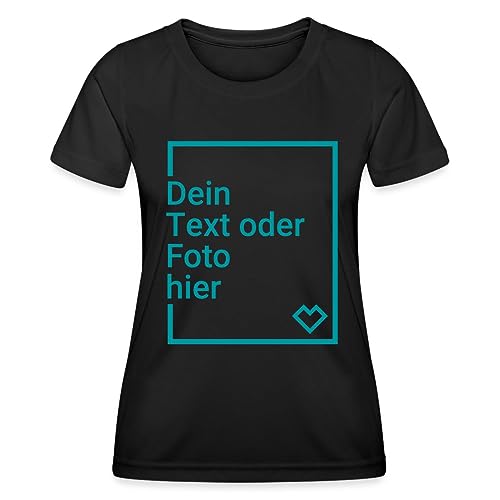 Spreadshirt Personalisierbares Sportshirt Selbst Gestalten mit Foto und Text Wunschmotiv Frauen Funktions-T-Shirt, XL, Schwarz von Spreadshirt
