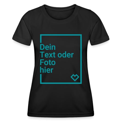 Spreadshirt Personalisierbares Sportshirt Selbst Gestalten Mit Foto Oder Text Wunschmotiv Frauen Funktions-T-Shirt, XS, Schwarz von Spreadshirt