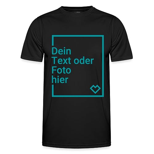 Spreadshirt Personalisierbares Sportshirt Selbst Gestalten mit Foto und Text Wunschmotiv Männer Funktions-T-Shirt, M, Schwarz von Spreadshirt