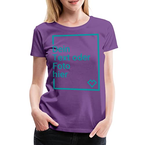 Spreadshirt Personalisierbares T-Shirt Selbst Gestalten mit Foto und Text Wunschmotiv Frauen Premium T-Shirt, 3XL, Lila von Spreadshirt