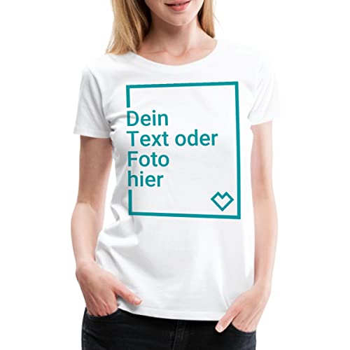 Spreadshirt Personalisierbares T-Shirt Selbst Gestalten mit Foto und Text Wunschmotiv Frauen Premium T-Shirt, 3XL, weiß von Spreadshirt