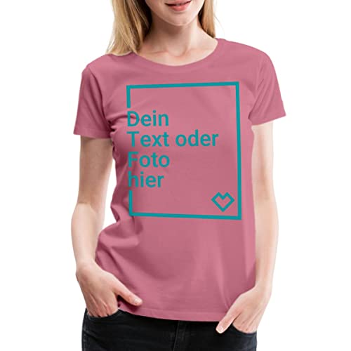 Spreadshirt Personalisierbares T-Shirt Selbst Gestalten mit Foto und Text Wunschmotiv Frauen Premium T-Shirt, L, Malve von Spreadshirt