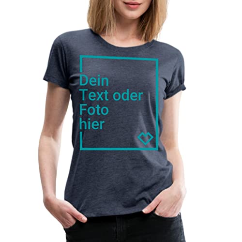Spreadshirt Personalisierbares T-Shirt Selbst Gestalten mit Foto und Text Wunschmotiv Frauen Premium T-Shirt, M, Blau meliert von Spreadshirt